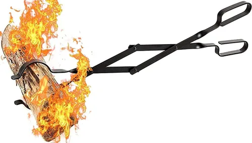 Vista 2 de Pinzas para chimenea de 26 pulgadas, agarrador de troncos para interior y exterior, horno de leña para carbón, pinzas para fogata, parrilla