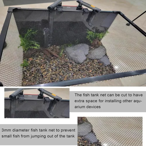 Vista 5 de Magnetic Aquarium Anti-Jumping net Cover mesh to Protect Fish Jumping Out of Fish Tank