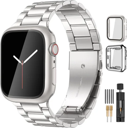 Vista 25 de Lerobo Compatible con Apple Watch Band de 1.732 in 1.654 in 1.575 in 1.496 in 1.614 in 1.772 in 150.9 ft 1.929 in, correa de metal de acero