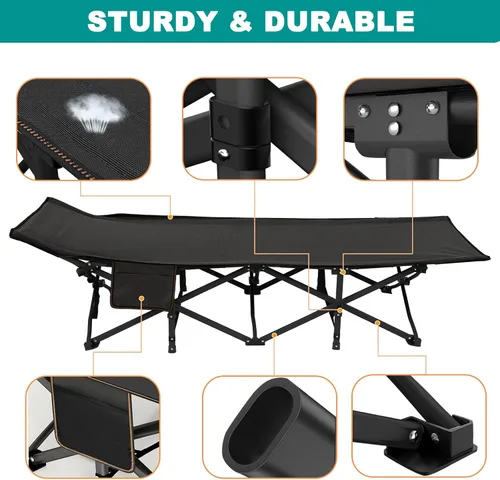 Vista 5 de NAIZEA Catres plegables para adultos, catre plegable con colchón, cama plegable para camping, catre militar portátil, catres de dormir Oxford