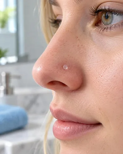 Vista 3 de Anillo de nariz transparente Bioflex, aretes de nariz en forma de L, sacacorchos para la nariz, piercing para el cuerpo, conjunto de joyas