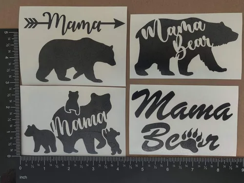 Vista 4 de Paquete de calcomanías de Mama Bear: flecha, cachorros, caminando, garra (negro, pequeño 4 pulgadas)