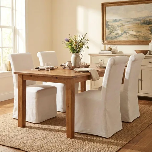 Vista 11 de Parsons - Juego de 2 sillas de comedor tapizadas con falda extraíble lavable, sillas de cocina con respaldo alto y patas de madera maciza, tela