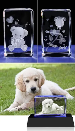 Vista 4 de Foto de cristal 3D, regalo personalizado para ella, él, mamá, papá, padre, regalo para parejas: foto personalizada en cristal, única