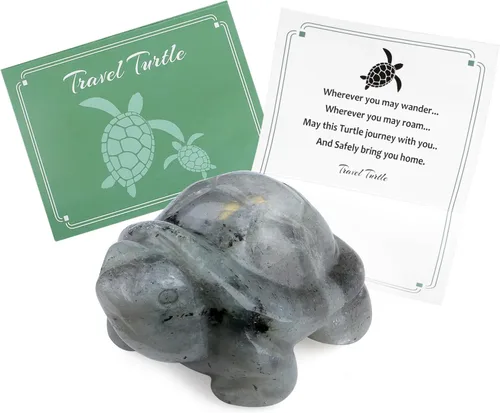 Vista 8 de QINJIEJIE Figuras de tortuga de viaje de cristal de amatista, cristales curativos, el mejor regalo de viaje para mujeres, hombres, viajeros, amantes