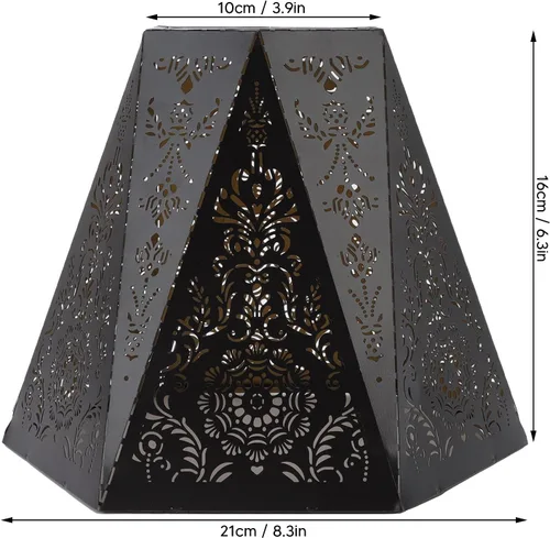 Vista 6 de Akozon Pantalla de lámpara moderna escandinava E27 E26 de hierro forjado hexagonal tallada para dormitorio mesita de noche Deco ion