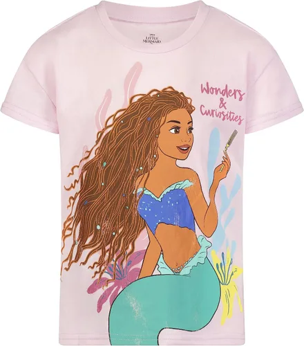Vista 2 de Disney The Little Mermaid Princess Ariel - Conjunto de camiseta de manga corta y pantalones cortos para niñas pequeñas