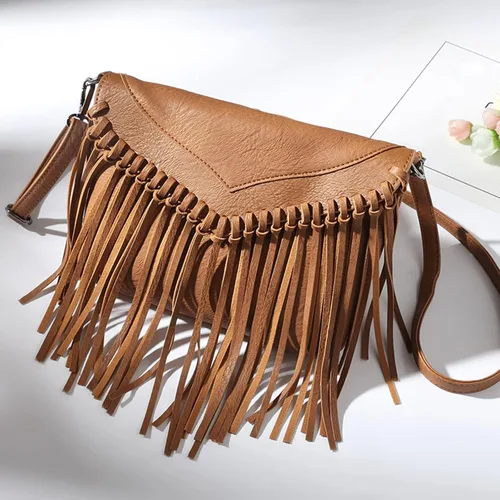 Vista 2 de Lytosmoo Fringe Purse for Women Vintage Leather Tassel Handbag Shoulder Bag Fringe Crossbody Bags Hobo Satchel Handbag