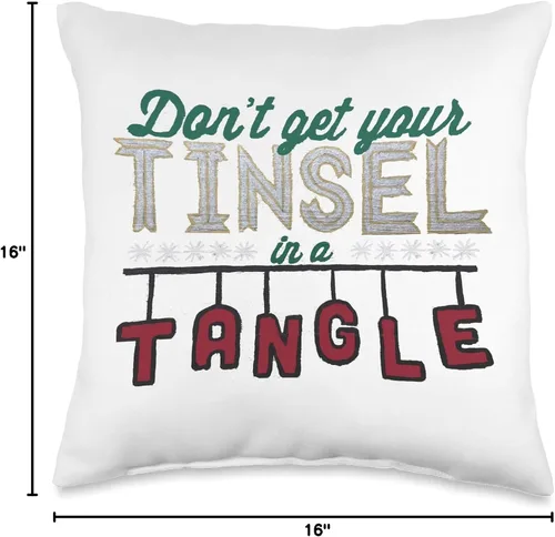 Vista 4 de Chicago Designs Don't Get Your Tinsel in A Tangle - Almohada de 16 x 16 pulgadas, multicolor