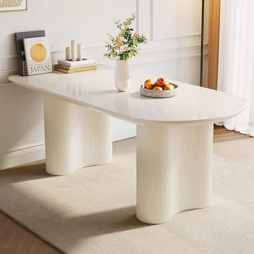 Vista 11 de Guyii Mesa de comedor de 62.99 pulgadas con una mesa completa, mesa de cocina moderna para 6 personas, mesa de comedor interior para cocina, bar
