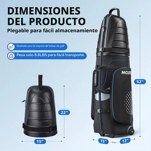 Vista 7 de Golf Travel Bags for Airlines with Wheels, Hard Case Top and 1680D Heavy Duty Oxford Protect Golf Clubs, Lightweight and Easy to Maneuver