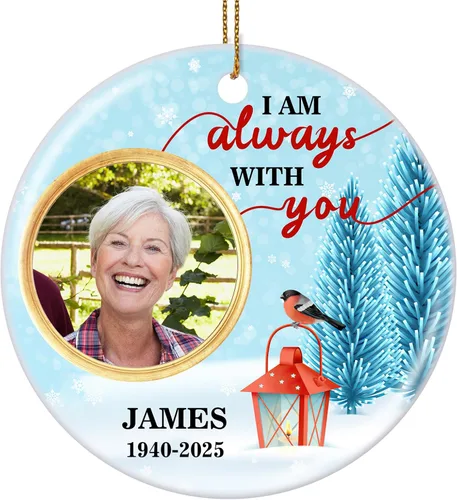 Vista 44 de Adornos de Navidad Personalizados 2025 de Cerámica con Imagen y Texto Personalizados, Ornamento Colgante, Decoraciones Personalizadas para Árbol