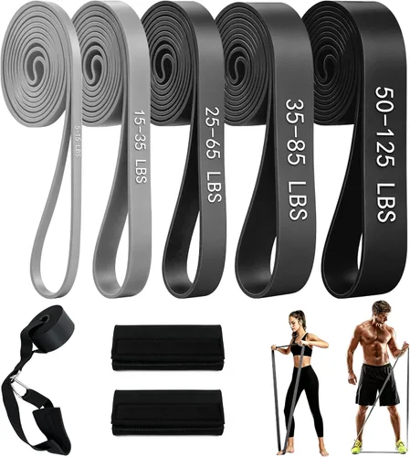 Vista 4 de Bandas de resistencia de 5 niveles para entrenar, bandas de asistencia