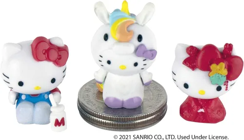 Vista 4 de Worlds Smallest Juego de 3 micro figuras de Hello Kitty más pequeño del mundo
