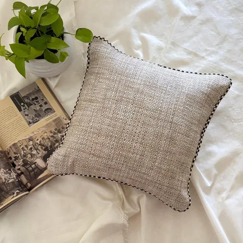 Vista 6 de The HomeCentric Fundas de almohada decorativas beige de 12 x 12 pulgadas (11.8 x 11.8 in), encaje de yute y almohadas marroquíes para sofá
