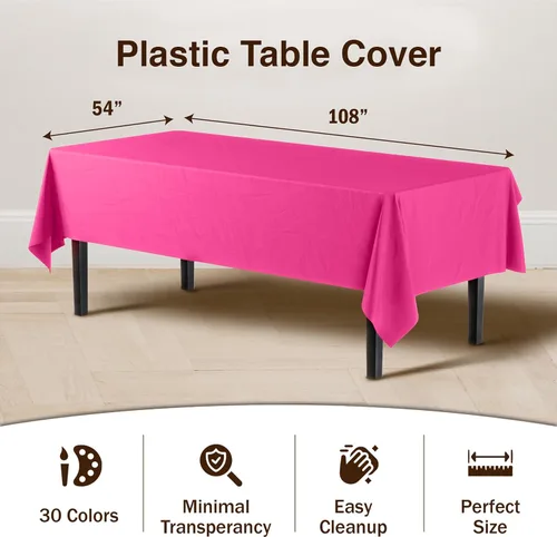 Vista 3 de Party Solids Mantel rectangular de plástico, 54 x 108 pulgadas, paquete de 24