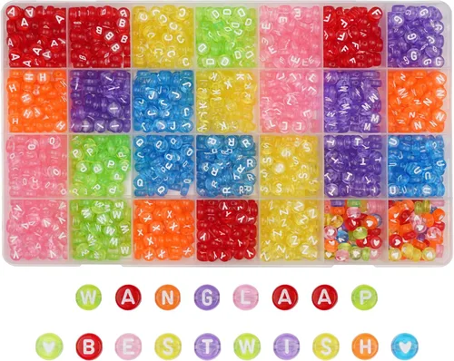 Vista 14 de Juego de 1450 cuentas de letras redondas de acrílico de 0.16 x 0.27 pulgadas, cuentas de las letras del alfabeto de la A a la Z y cuentas de números