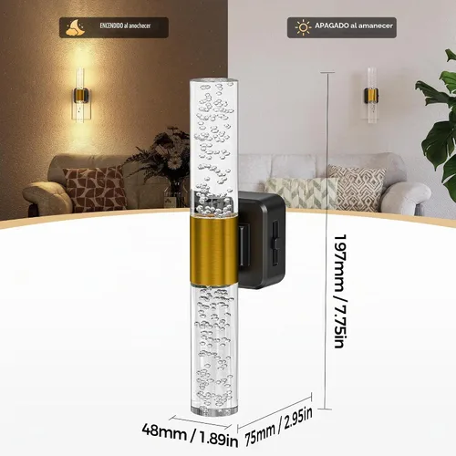 Vista 3 de DORESshop Luz nocturna LED, luces nocturnas giratorias enchufables a la pared, sensor de luz nocturna regulable automático, luz suave de 3000 K, luz