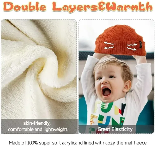 Vista 4 de ZUPPAD Baby Beanie Hat 3 Packs Toddler Girls Boys, Baby Hats Winter Warm Knitted Thermal with Fleece Lining, Kids Winter Hat