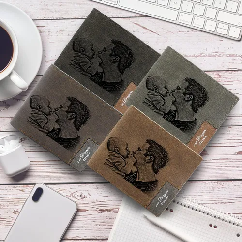 Vista 2 de Carteras personalizadas para hombres, cartera grabada personalizada con imagen, cartera de fotos personalizada para hombres, padre, esposo, novio