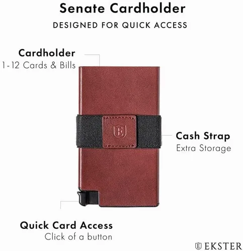 Vista 2 de Ekster Senate - Cartera de cuero para tarjetas - Bloqueo RFID - Acceso rápido a tarjetas rojo bprgoña Cartera delgada
