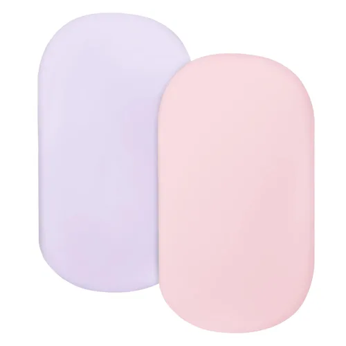 Vista 8 de Juego de sábanas de moisés para bebé, 2 unidades, color azul y rosa Sábanas universales suaves para colchón rectangular ovalado y cuna de reloj