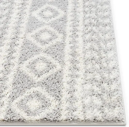 Vista 5 de Well Woven Madison Shag Cossima - Alfombra tribal marroquí gris de 5 pies 3 pulgadas x 7 pies 3 pulgadas, crema, 5 pies 3 pulgadas x 7 pies 3