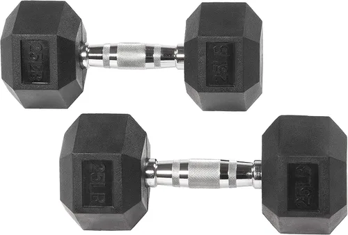 Vista 13 de Fitvids Hex Dumbbells Rubber Coated Hand Weights for Exercises and Fitness Home Gym, 5-50 LB Pair