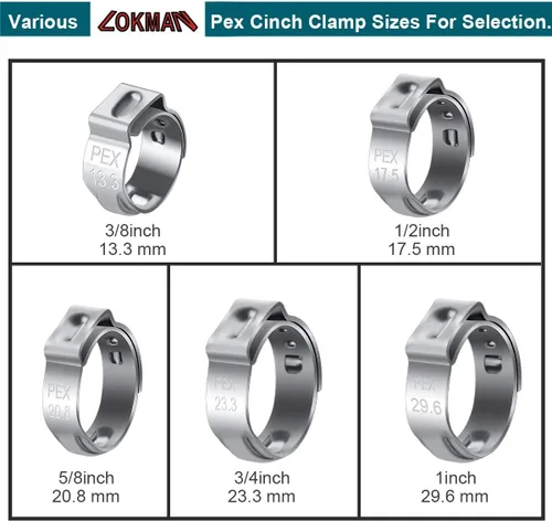 Vista 7 de LOKMAN Paquete de 50 Abrazaderas de Sujeción PEX de 1 Pulgada, Anillos de Sujeción y Prensado de Acero Inoxidable Abrazaderas de Pellizco