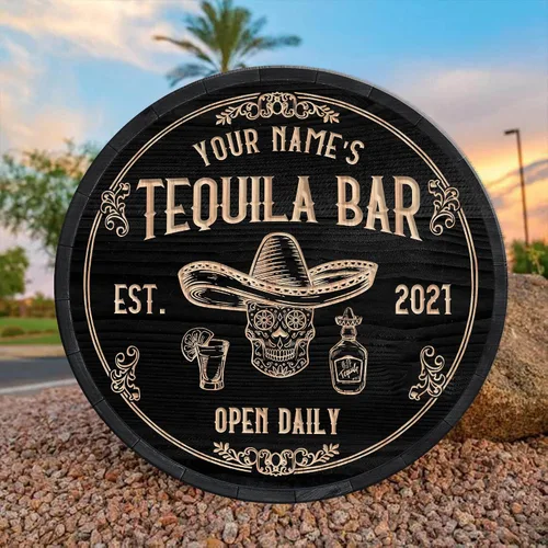 Vista 8 de Placa de pared de madera de bar de tequila mexicano personalizado, letrero de bar de México, letrero rústico para pub para el hogar, decoración