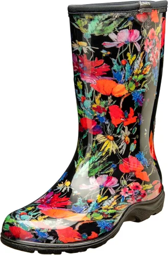 Vista 9 de Sloggers Waterproof Garden Rain Boots for Women - Cute MidCalf Boots Negro