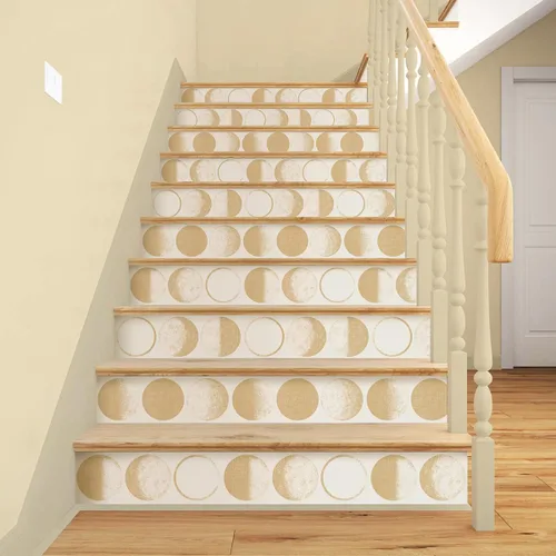 Vista 4 de Wudnaye Papel tapiz moderno para despegar y pegar, papel tapiz de luna marfil, papel de contacto de 17.7 x 393.6 pulgadas, diseño de luna
