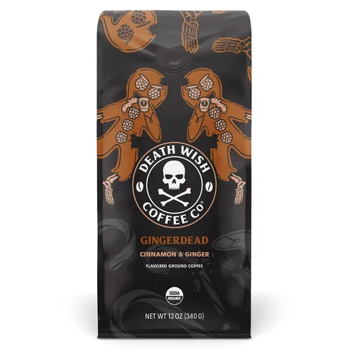 Vista 18 de Death Wish Coffee - Café molido orgánico de tostado medio, paquete de 6 Fair Trade Arabica & Robusta, Stone Fruit Caramel & Roasted Nut Notes