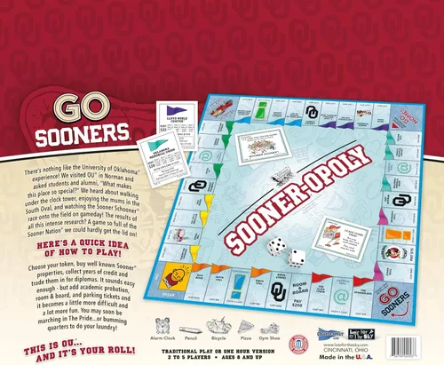 Vista 5 de Late for The Sky University of Oklahoma Sooneropoly - Campus Edition Family Property Trading para 2 a 6 jugadores, ex alumnos, estudiantes