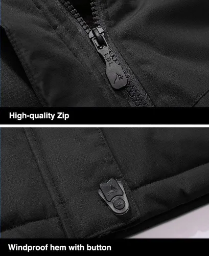 Vista 7 de MAGCOMSEN - Chaqueta de invierno para hombre, impermeable, abrigada, con forro polar y múltiples bolsillos