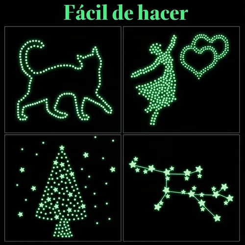 Vista 5 de 969 calcomanías de estrellas que brillan en la oscuridad, estrellas y lunares, calcomanías de pared para techo estrellado y calcomanías de pared