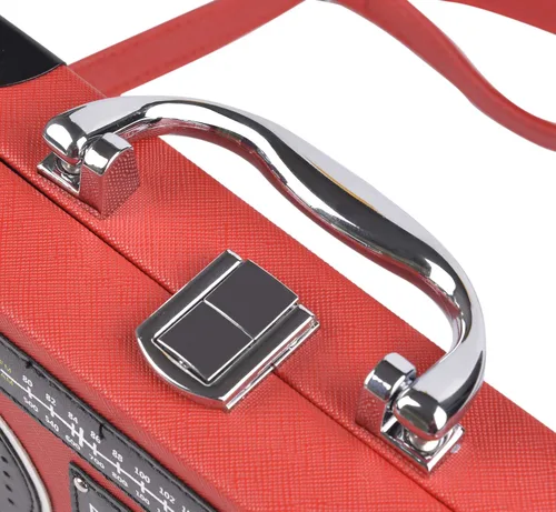 Vista 7 de QZUnique Bolso de hombro en forma de cinta con grabador de radio PU Crossbody bolso de noche retro para mujer, bolso de mano