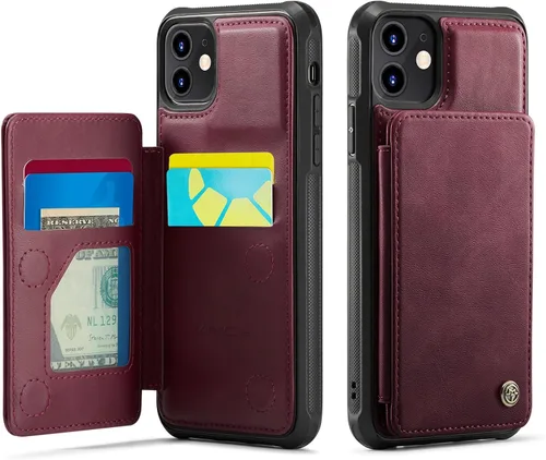 Vista 114 de Vinich for iPhone XR Wallet Case with Card Holder, Black RFID Blocking Credit Slots, Kickstand, Shockproof Flip Phone Cover, PU Leather, Double