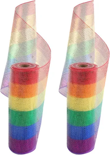 Vista 14 de 2 rollos de cinta de malla verde manzana decorativa de 10 pulgadas x 30 pies, rollos de malla de poli verde lima para suministros de corona DIY