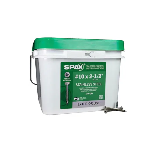 Vista 5 de SPAX Tornillos de madera de acero inoxidable con cabeza plana exterior de 1-1/2 pulgadas, diseño Torx T-Star Plus (155 EA) broca de 1 libra incluida