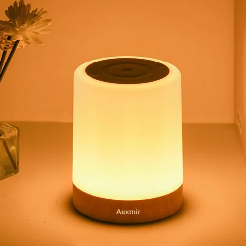 Vista 13 de Auxmir Luz nocturna para niños y bebés, lámpara táctil regulable para guardería, 11 colores RGB, 5 brillo, lámpara de mesa recargable portátil