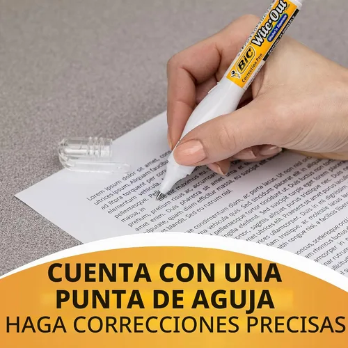 Vista 9 de BIC Wite-Out - Pluma correctora Shake 'n Squeeze, 8 ml de líquido corrector, paquete de 4 bolígrafos correctores blancos, fácil, limpia y fácil