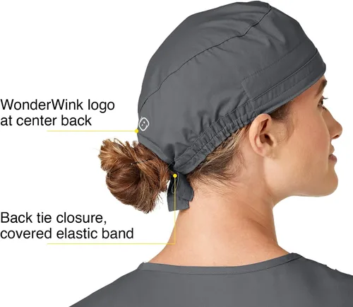 Vista 4 de WonderWink Men's Tie Back Scrub Cap