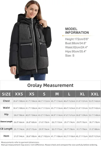 Vista 6 de Orolay - Abrigo de vellón para mujer, chaqueta de plumón de invierno engrosada