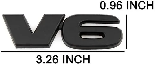 Vista 5 de 2 calcomanías de metal V6 Emblema para tronco, calcomanía de metal para decoración de automóvil (negro)