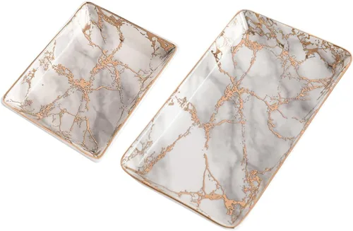 Vista 5 de ABOOFAN 3pcs bandejas decorativas trinket tray ceramic tray ceramic ring tray ceramic ring plate earring tray decorative serving tray decor tray