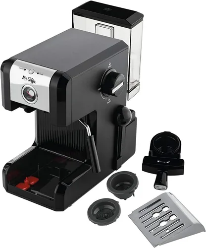 Vista 3 de Mr. Coffee Easy Maker Auténtica máquina de café expreso, 6 piezas, cromo/negro