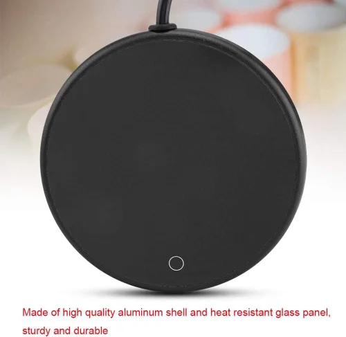 Vista 4 de Fdit Calentador eléctrico de taza de bebidas con apagado automático para escritorio, té, café, leche, taza, calentador, bandeja de 220-240 V, uso