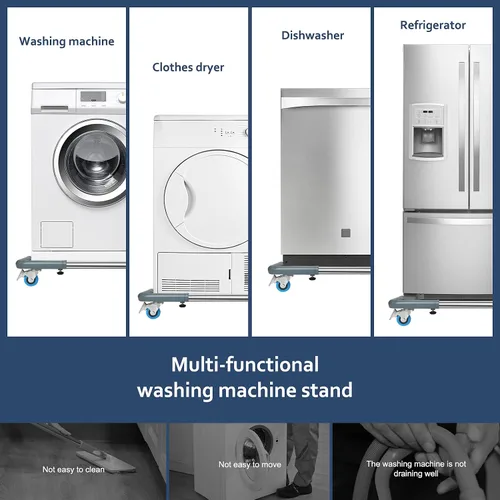 Vista 5 de SPACECARE Soporte para Mini Nevera Mueble Carretilla Móvil con 4 Ruedas con Seguro - Base Ajustable Soporte para Refrigerador Lavadora Carrito Móvil