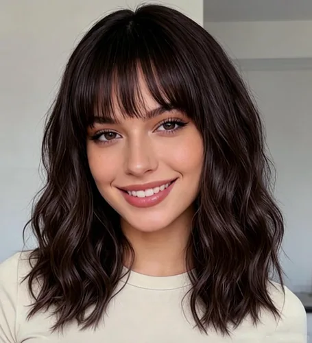 Vista 32 de Peluca negra con flequillo para mujeres negras, cabello rizado y ondulado de 14 pulgadas Negro